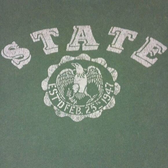 Vintage, JCrew Graphic State Tee, Size Medium  PTP 21" Length 26" Color Green an - Picture 1 of 6